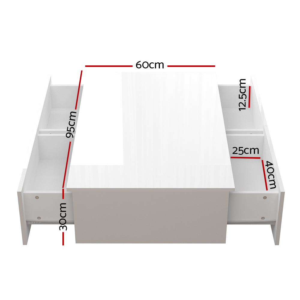 Marlook Coffee Table 4 Drawers White Trevi