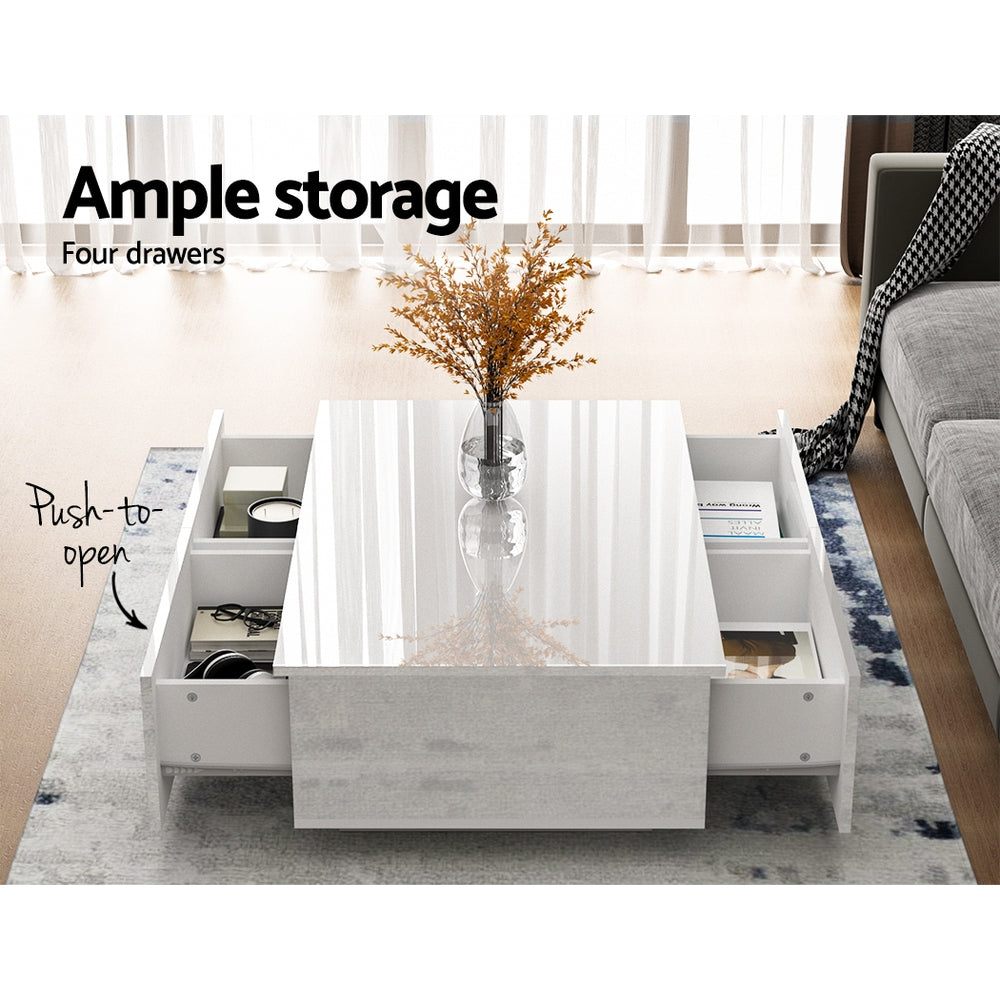 Marlook Coffee Table 4 Drawers White Trevi