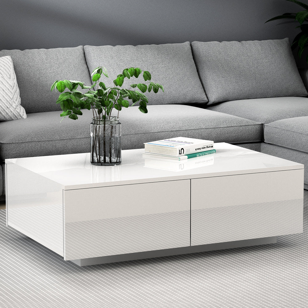 Marlook Coffee Table 4 Drawers White Trevi