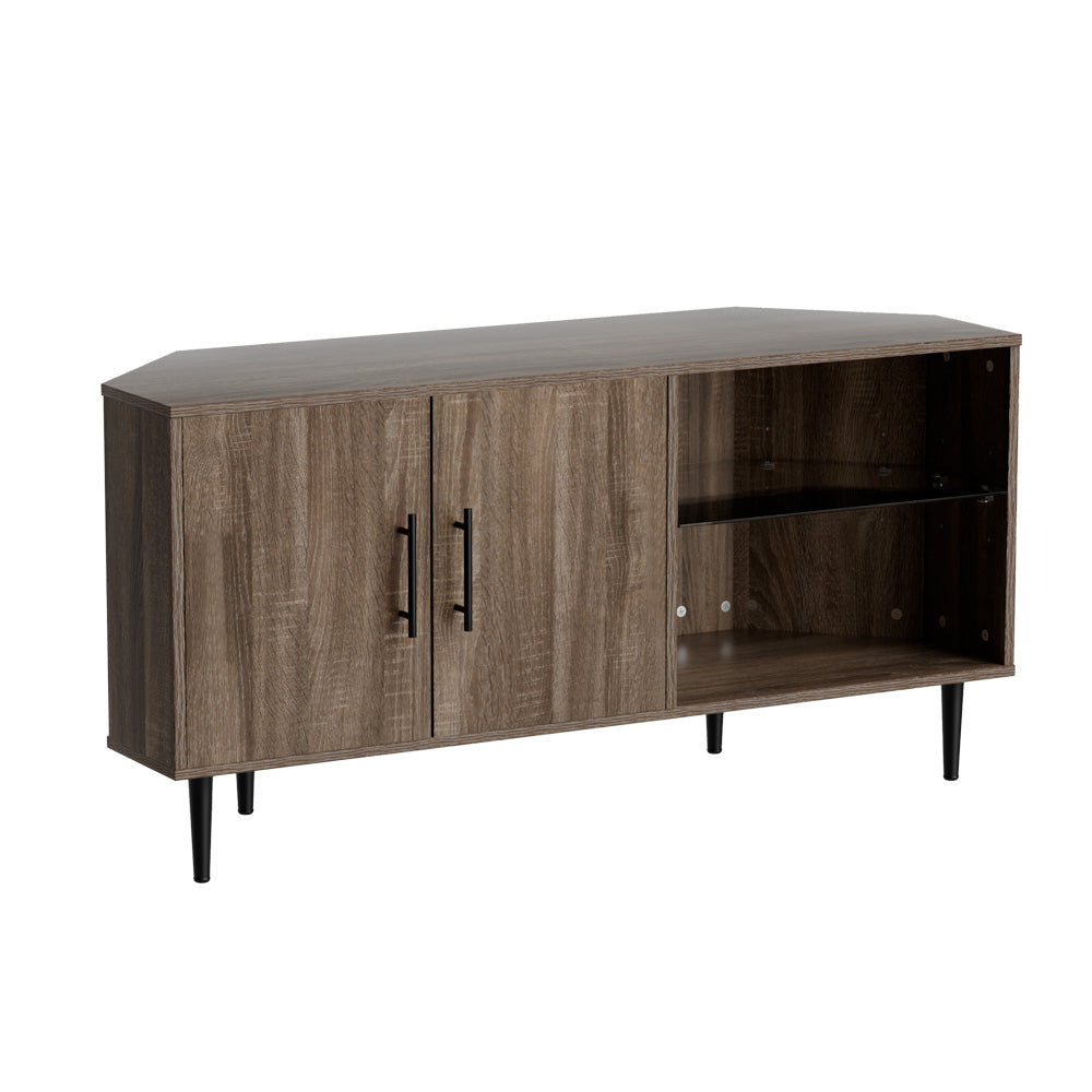 Marlook Corner Entertainment Unit Stand TV Cabinet Open Storage Shelf 120CM
