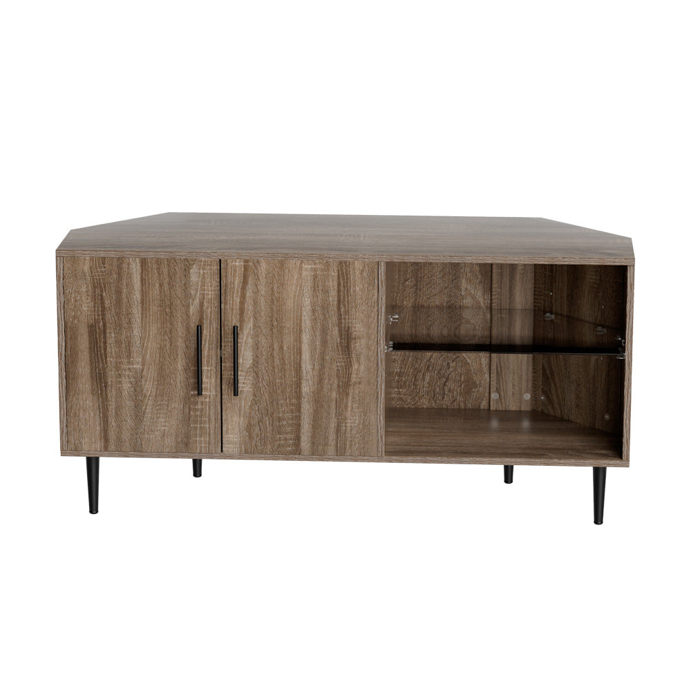 Marlook Corner Entertainment Unit Stand TV Cabinet Open Storage Shelf 120CM