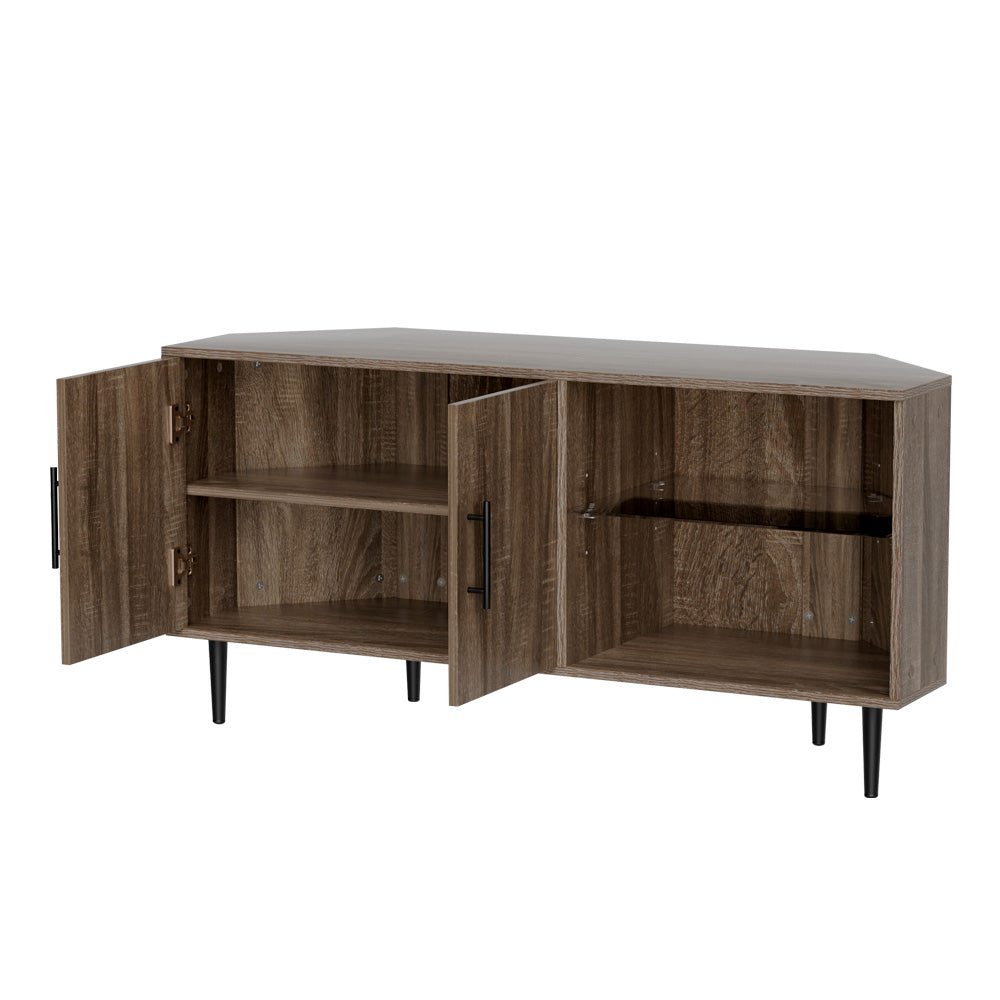 Marlook Corner Entertainment Unit Stand TV Cabinet Open Storage Shelf 120CM