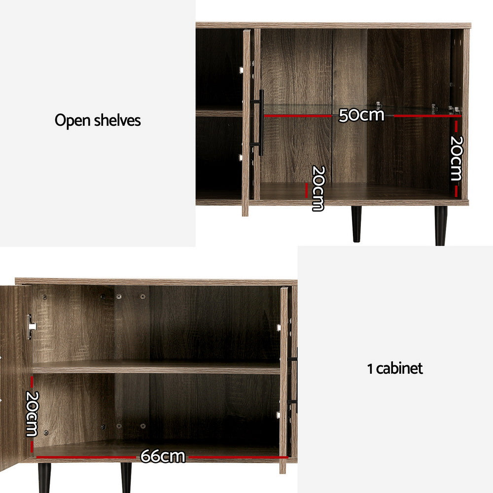 Marlook Corner Entertainment Unit Stand TV Cabinet Open Storage Shelf 120CM