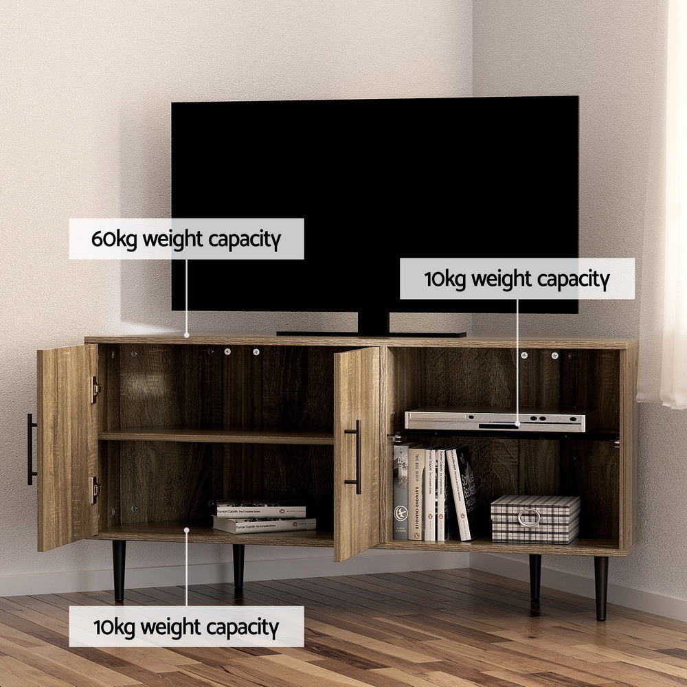Marlook Corner Entertainment Unit Stand TV Cabinet Open Storage Shelf 120CM