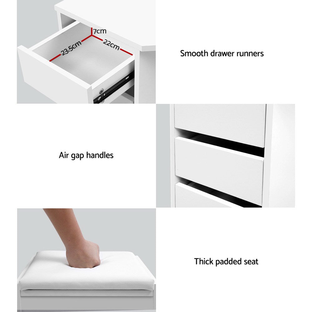 Marlook Dressing Table Stool Set Corner 5 Drawers White