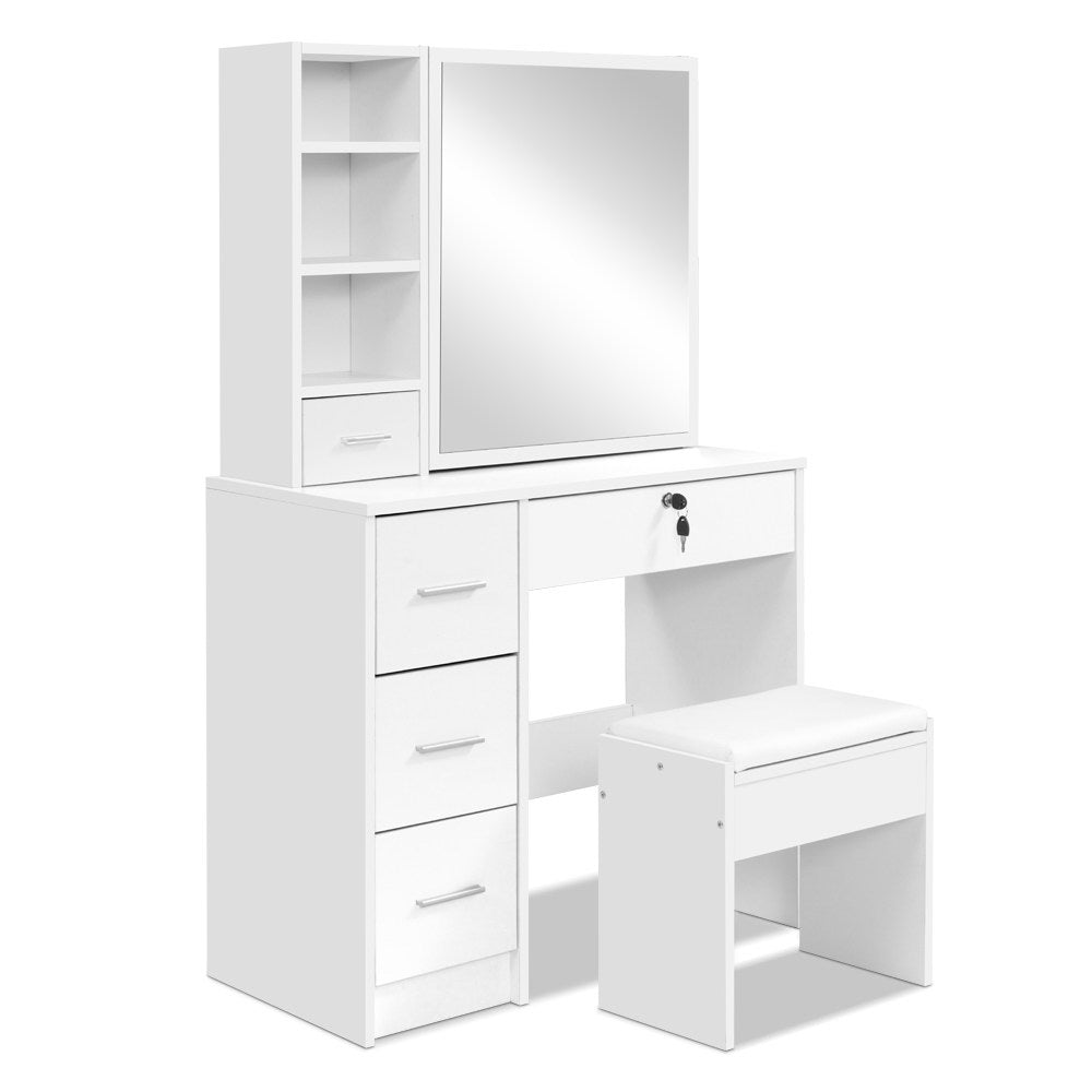 Marlook Dressing Table Stool Set Sliding Mirror White Diane