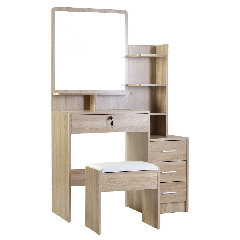 Marlook Dressing Table Stool Set 4 Drawers Oak