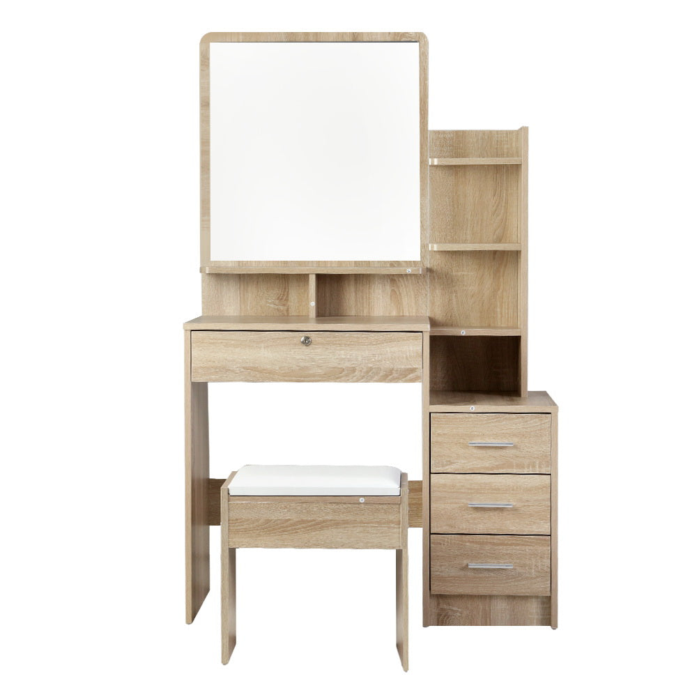 Marlook Dressing Table Stool Set 4 Drawers Oak