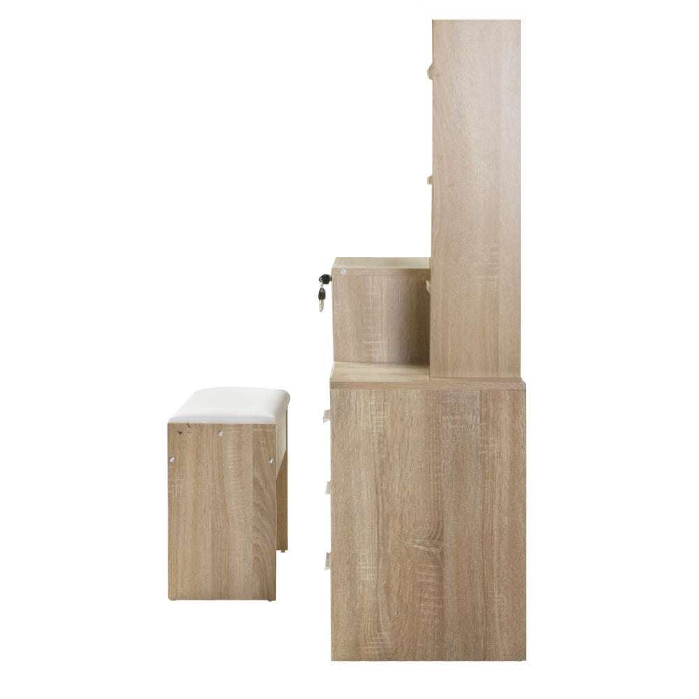 Marlook Dressing Table Stool Set 4 Drawers Oak