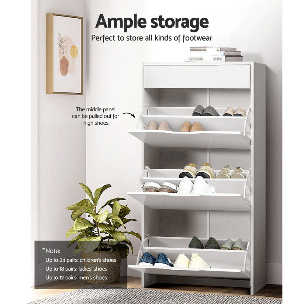 Marlook Shoe Rack Cabinet 24 Pairs White Luna