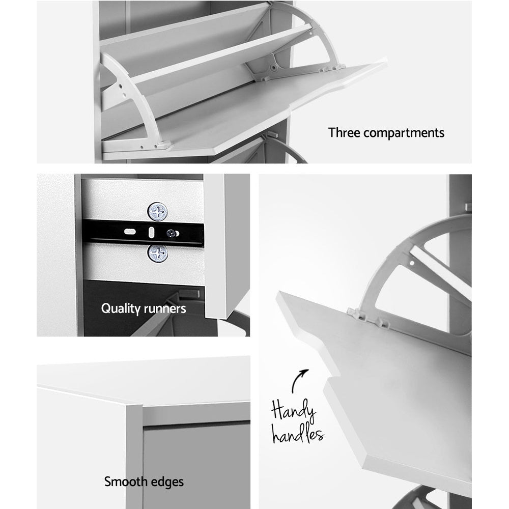 Marlook Shoe Rack Cabinet 24 Pairs White Luna