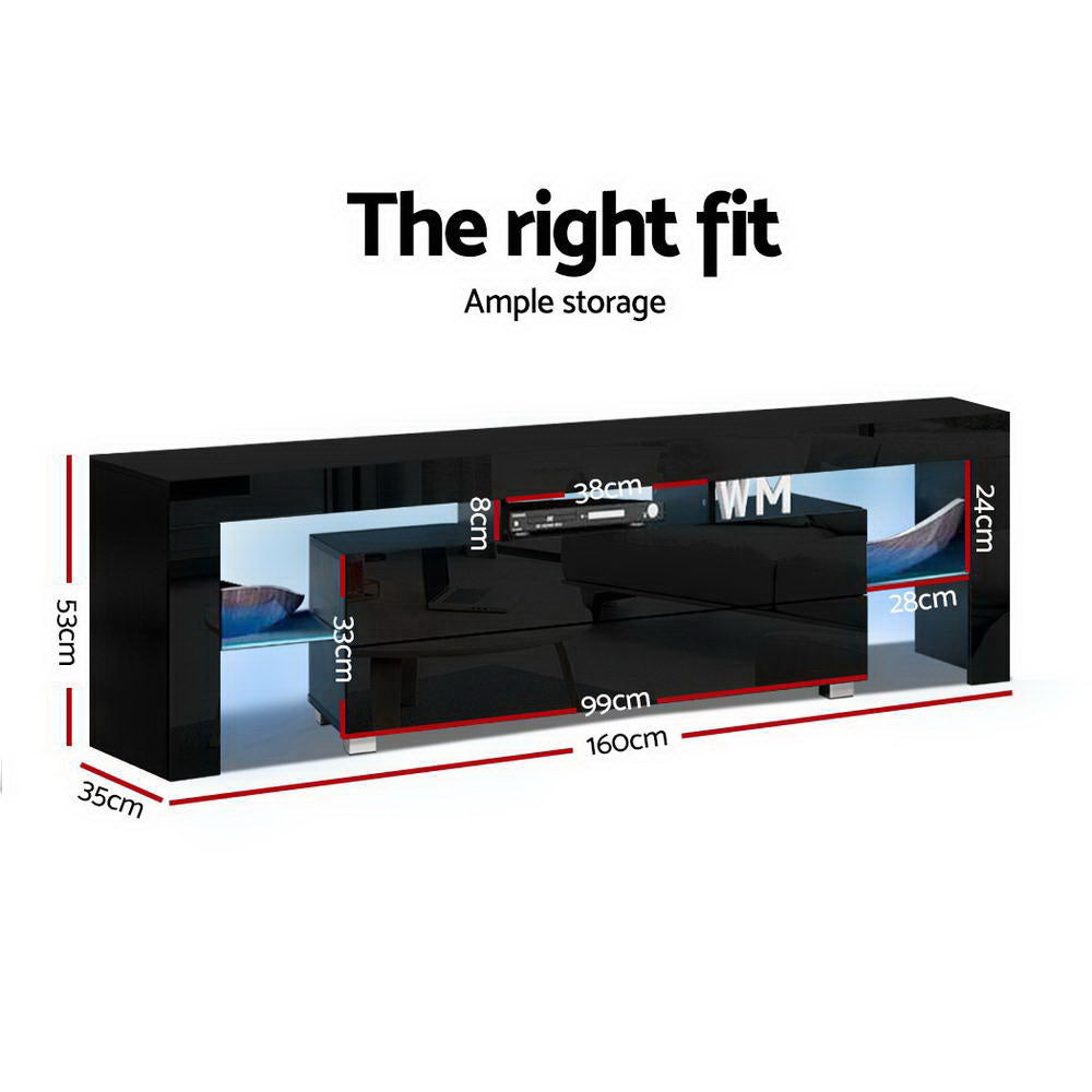 Marlook Entertainment Unit TV Cabinet LED 160cm Black Elo