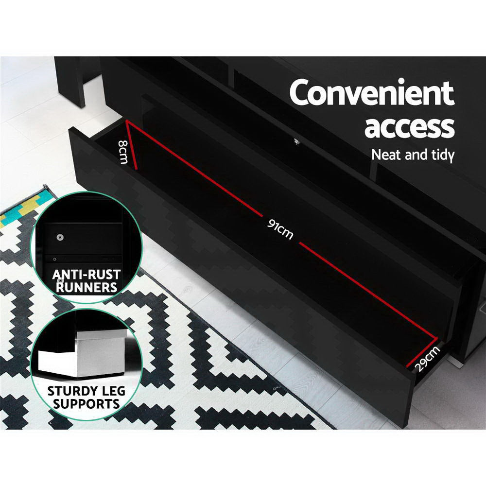 Marlook Entertainment Unit TV Cabinet LED 160cm Black Elo
