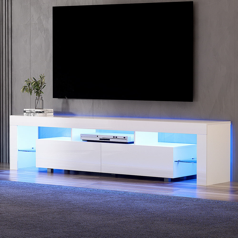 Marlook TV Cabinet Entertainment Unit Stand RGB LED Gloss Furniture 200cm White