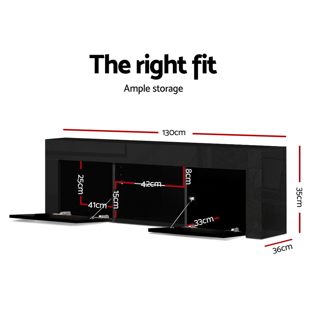 Marlook Entertainment Unit TV Cabinet LED 130cm Black Angus