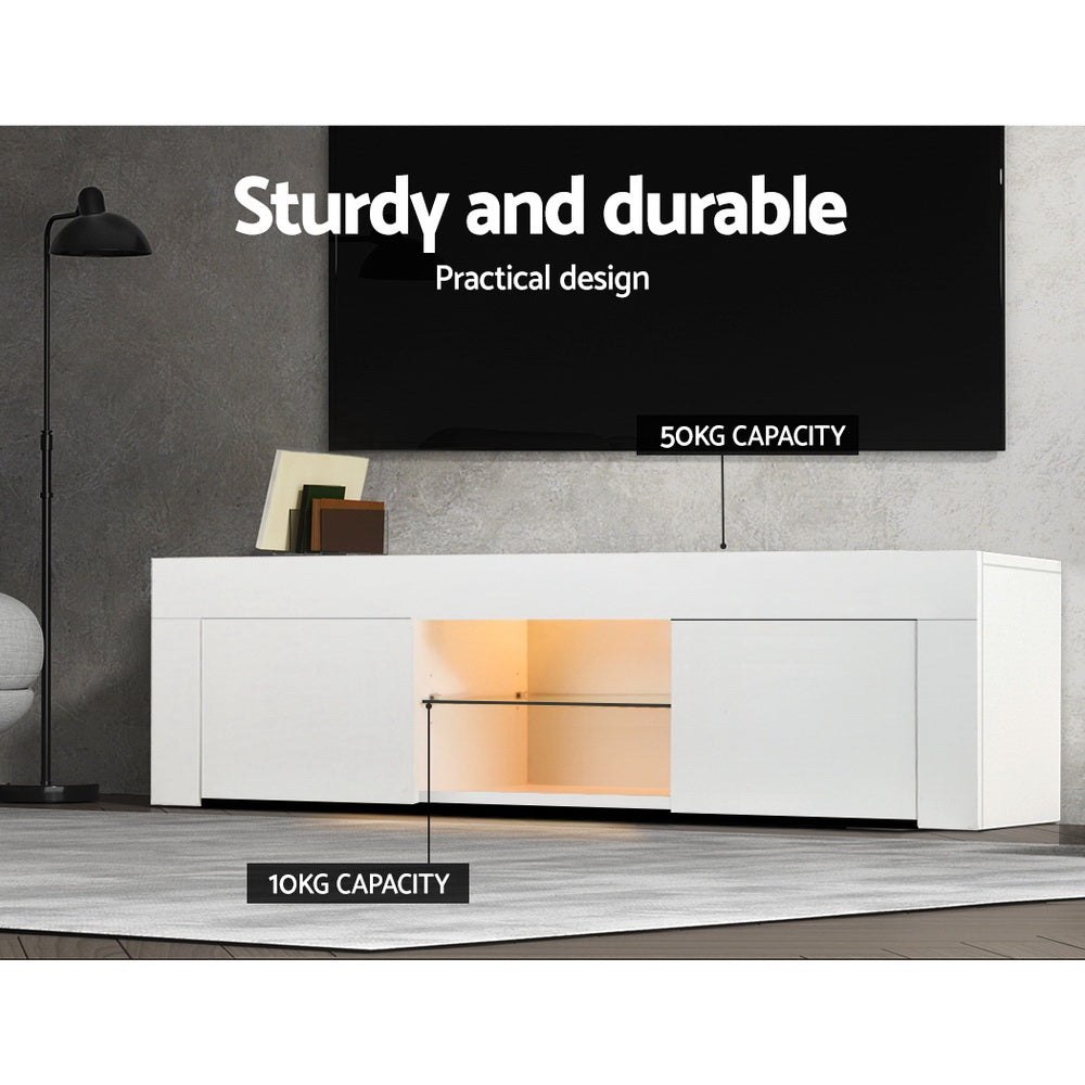 Marlook Entertainment Unit TV Cabinet LED 130cm White Angus