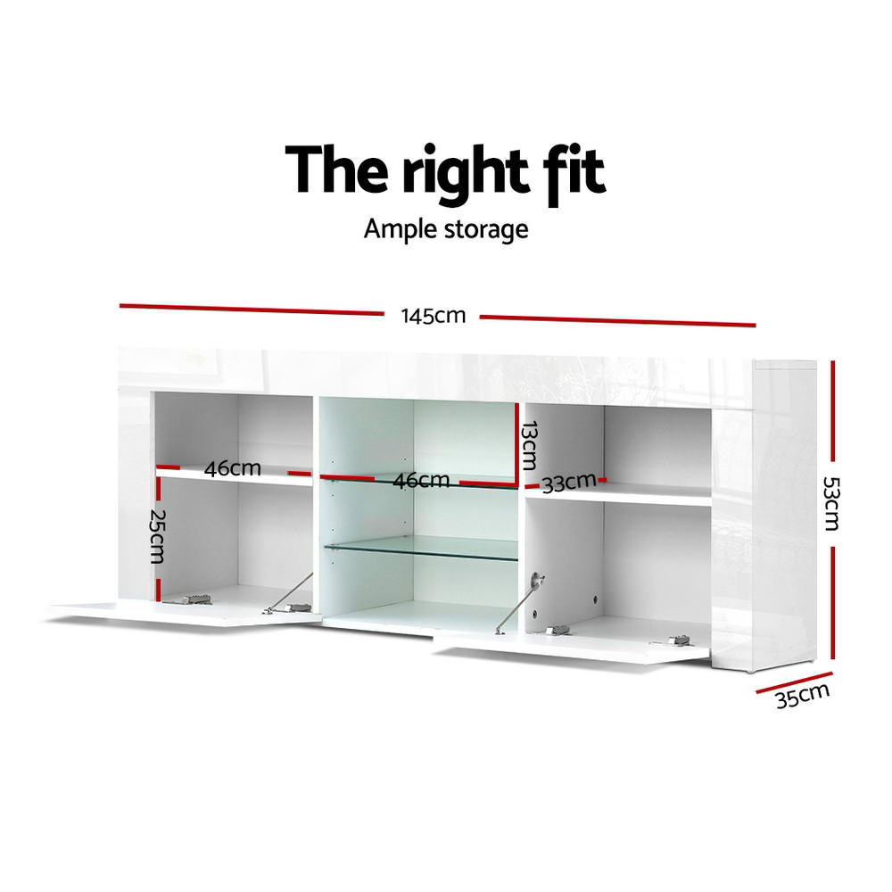 Marlook Entertainment Unit TV Cabinet LED 145cm White Angus