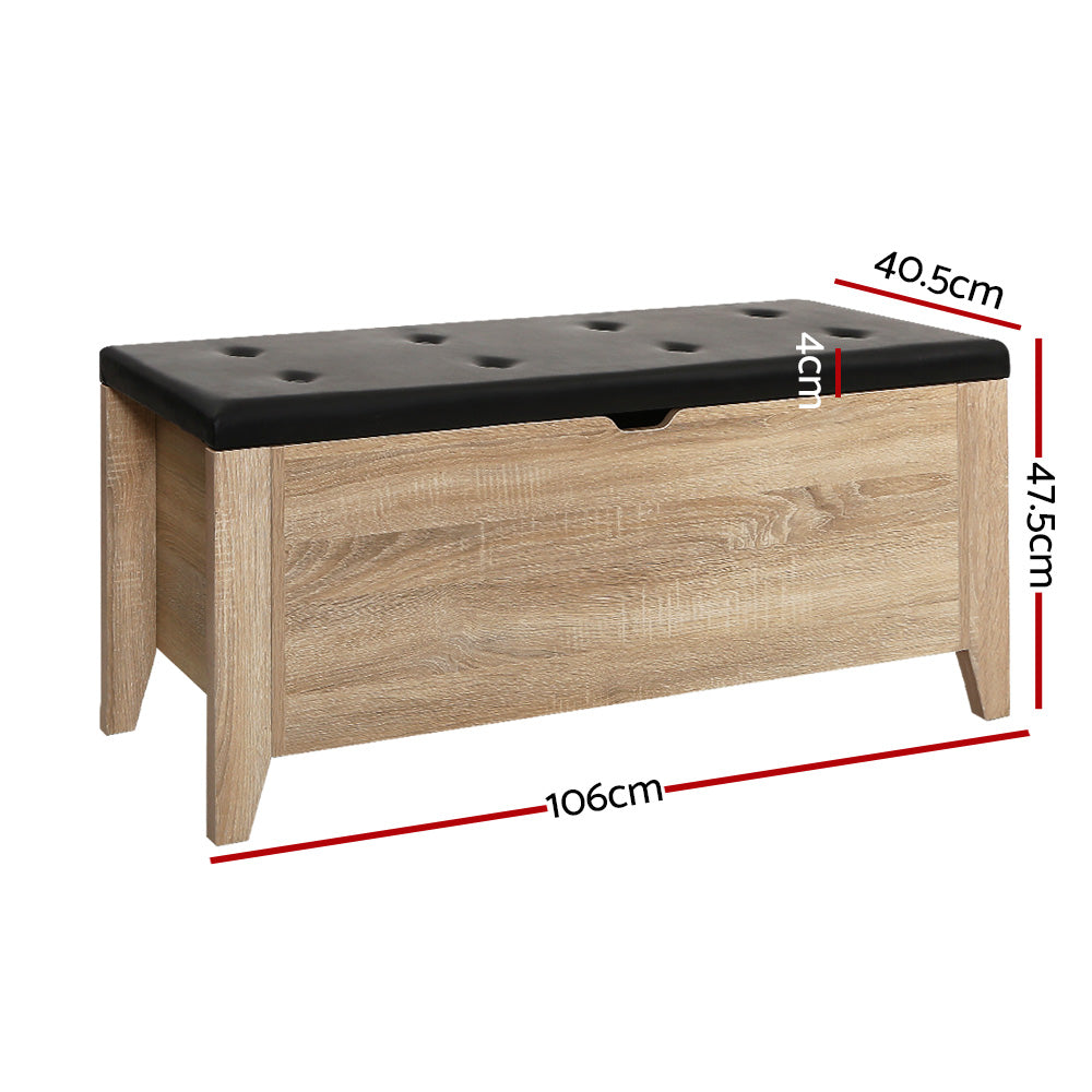 Marlook Storage Ottoman Blanket Box Leather Oak