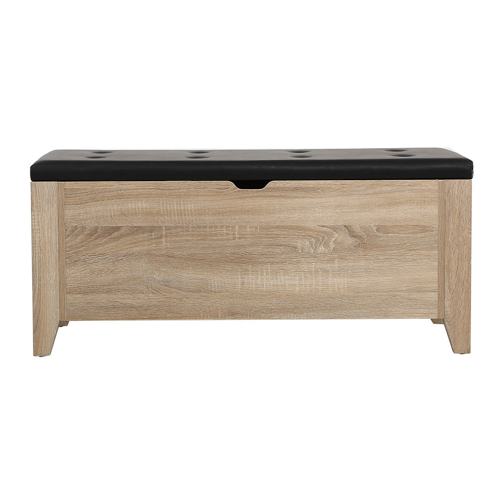 Marlook Storage Ottoman Blanket Box Leather Oak