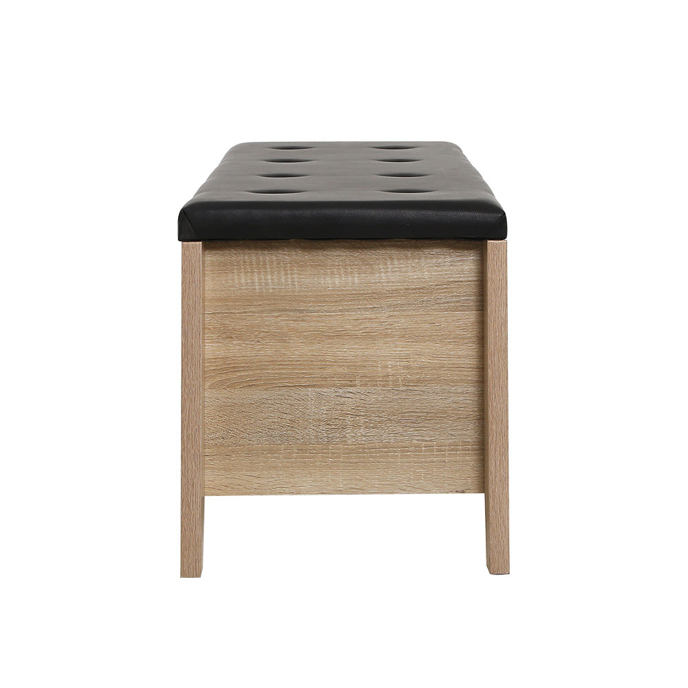 Marlook Storage Ottoman Blanket Box Leather Oak