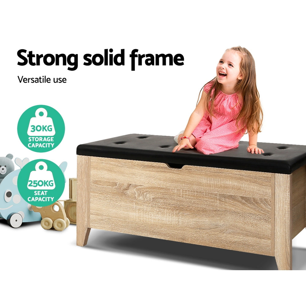 Marlook Storage Ottoman Blanket Box Leather Oak
