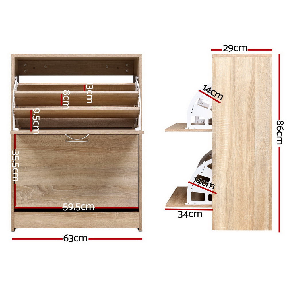 Marlook Shoe Rack Cabinet 24 Pairs 3-tier Wood Nina