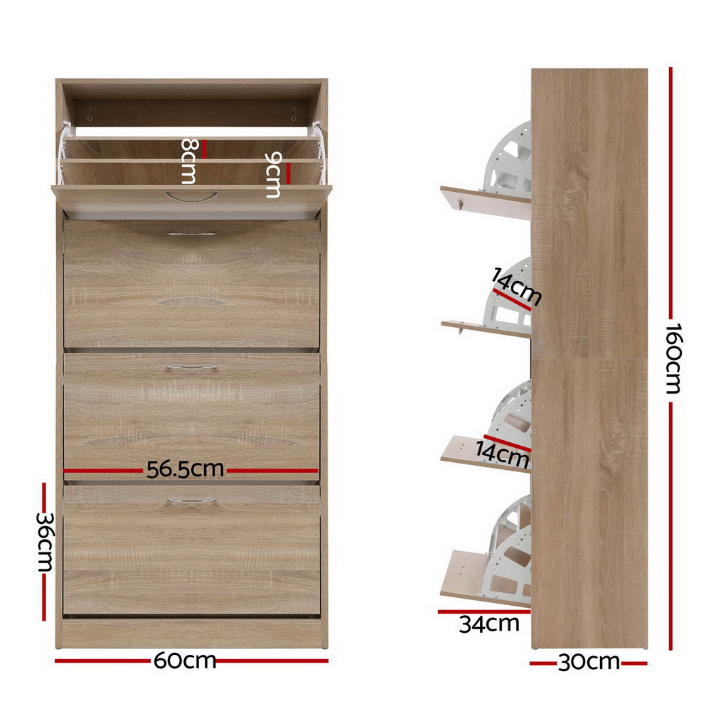 Marlook Shoe Rack Cabinet 60 Pairs 4 Doors - Wood