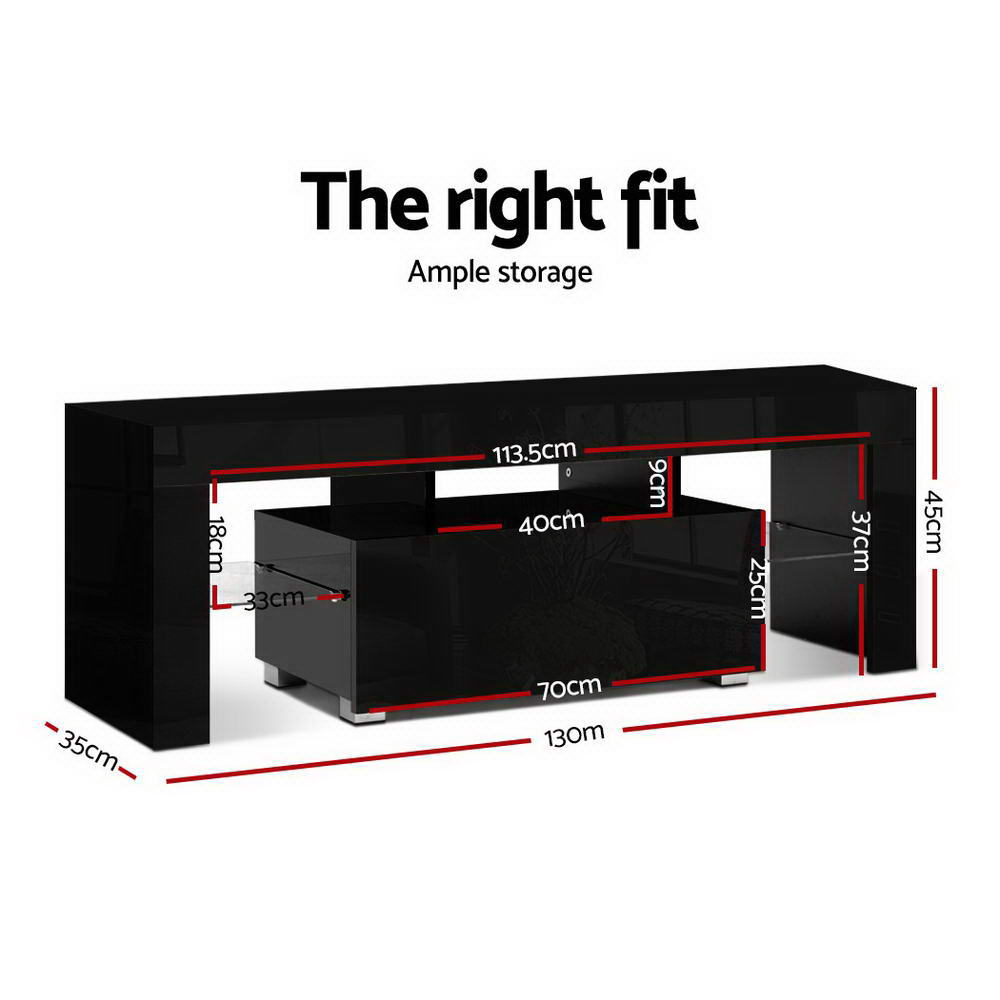 Marlook Entertainment Unit TV Cabinet LED 130cm Black Elo