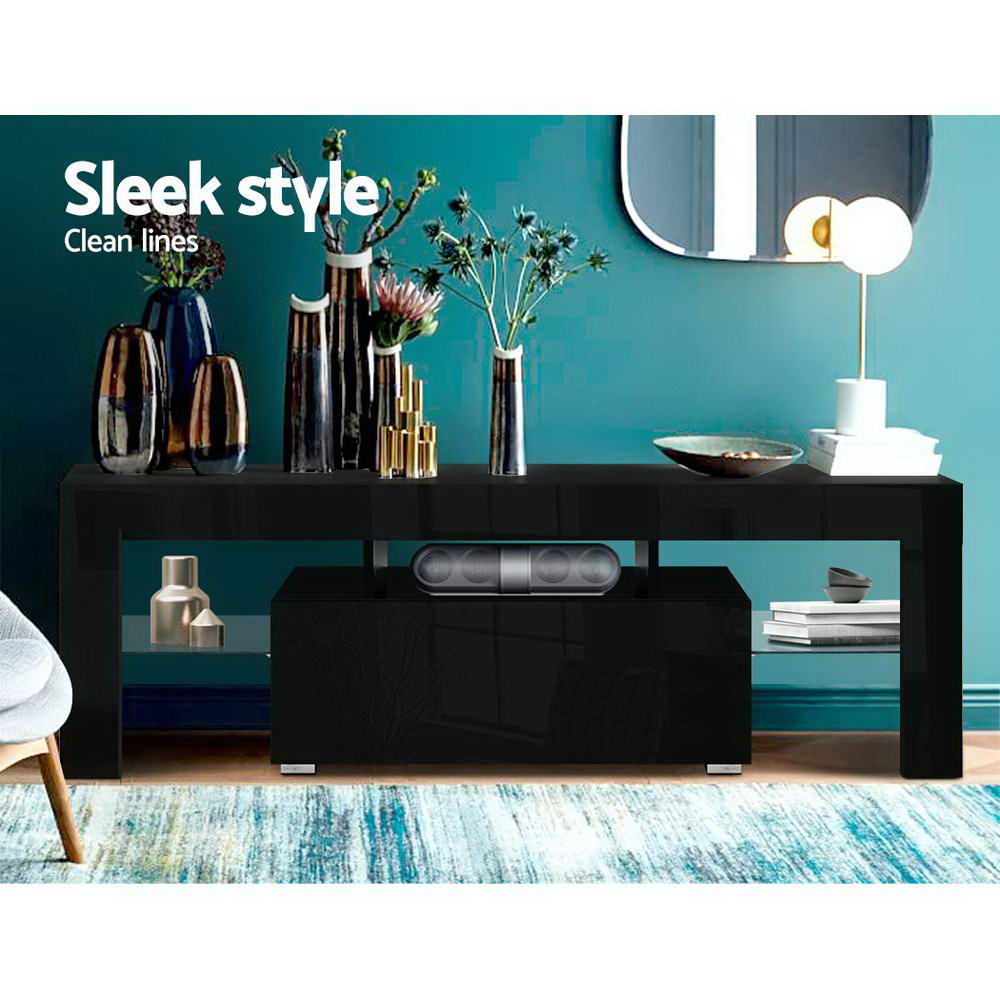 Marlook Entertainment Unit TV Cabinet LED 130cm Black Elo