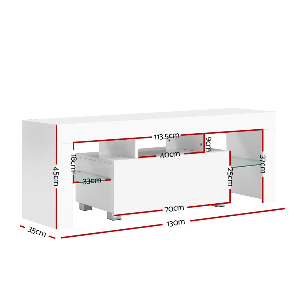 Marlook Entertainment Unit TV Cabinet LED 130cm White Elo