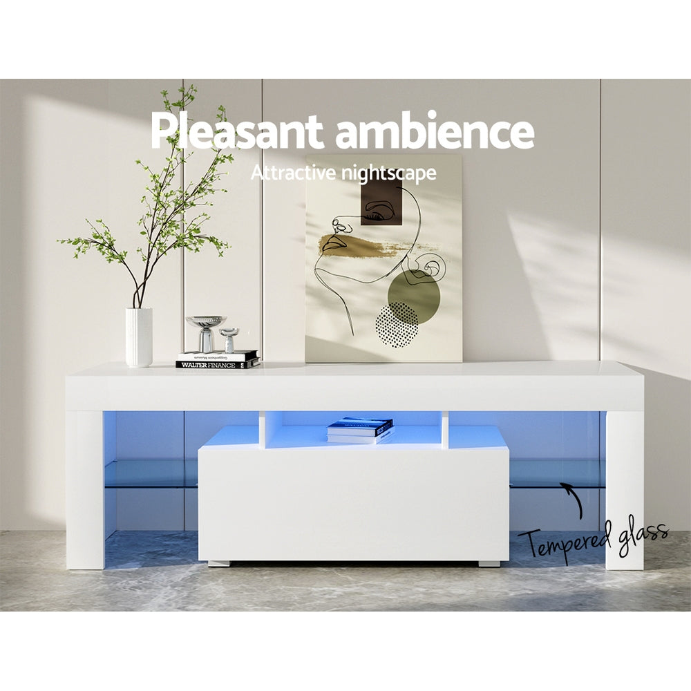 Marlook Entertainment Unit TV Cabinet LED 130cm White Elo