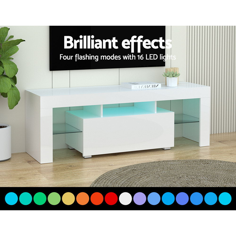 Marlook Entertainment Unit TV Cabinet LED 130cm White Elo