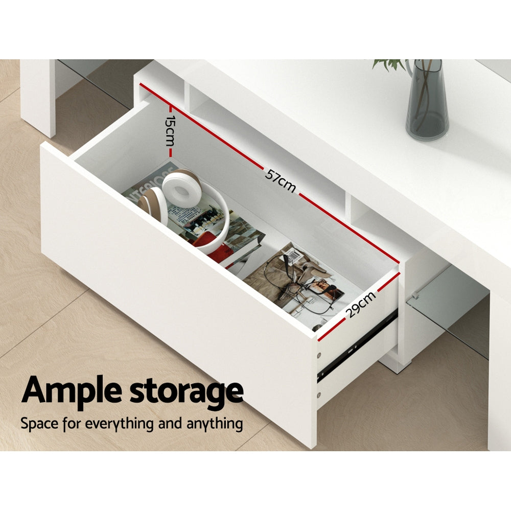 Marlook Entertainment Unit TV Cabinet LED 130cm White Elo