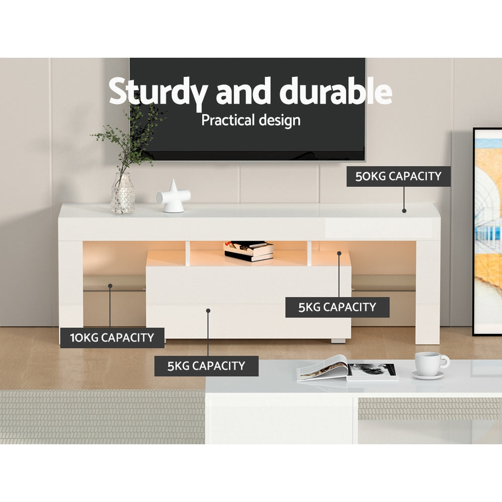 Marlook Entertainment Unit TV Cabinet LED 130cm White Elo