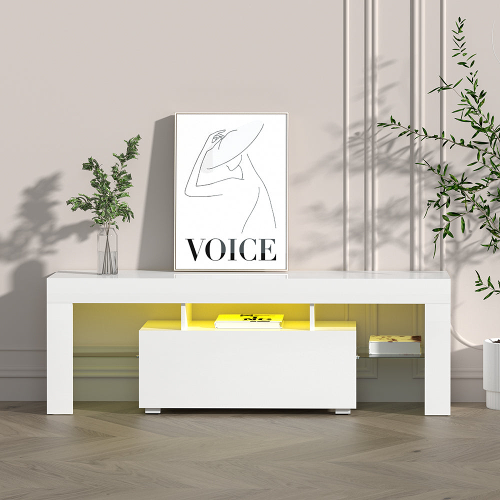Marlook Entertainment Unit TV Cabinet LED 130cm White Elo