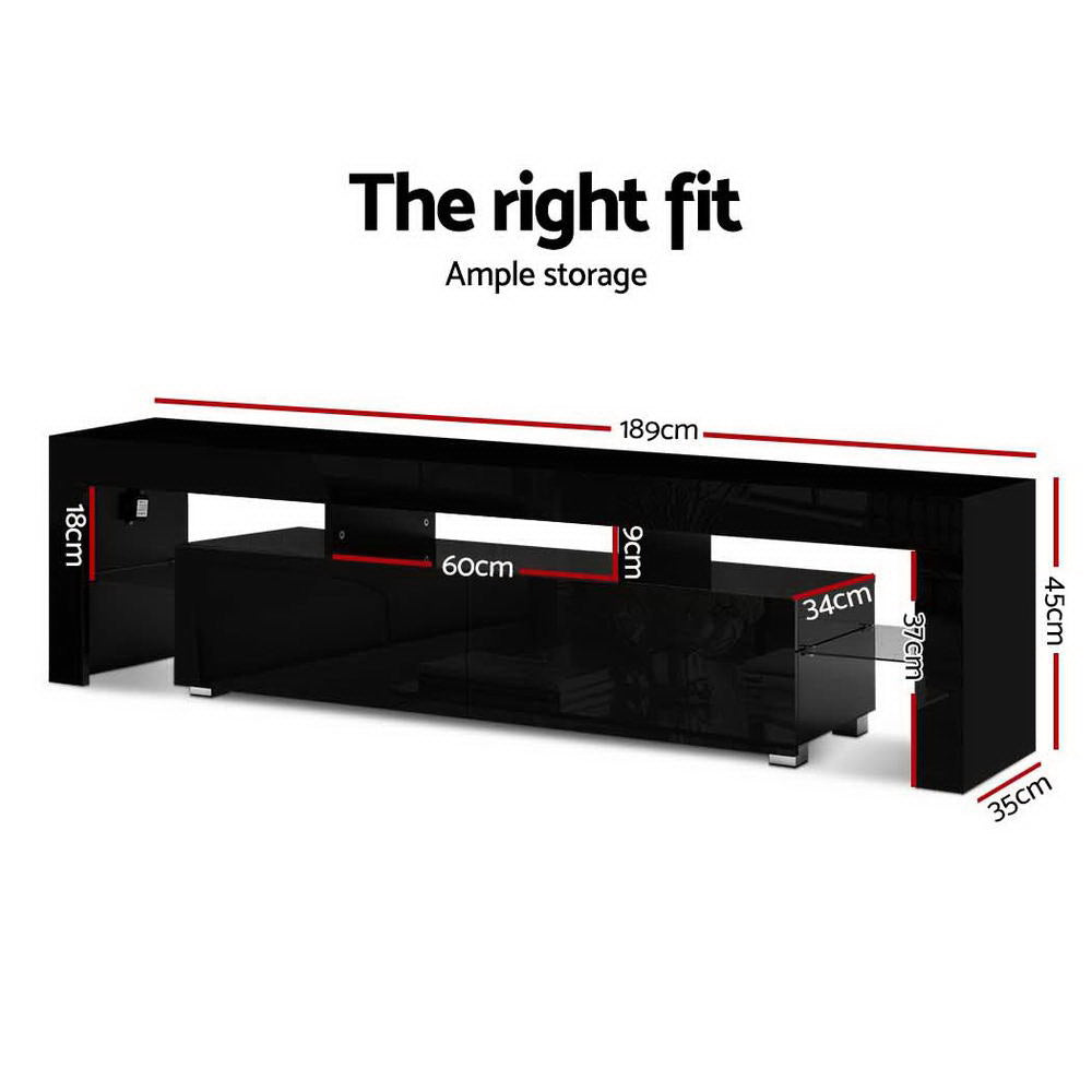 Marlook Entertainment Unit TV Cabinet LED 189cm Black Elo