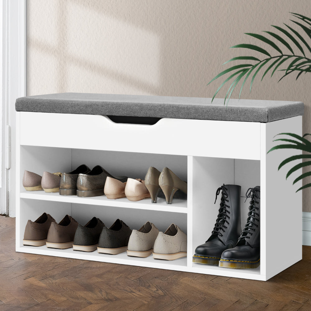 Marlook Shoe Rack Bench Shoe Cabinet White Allen