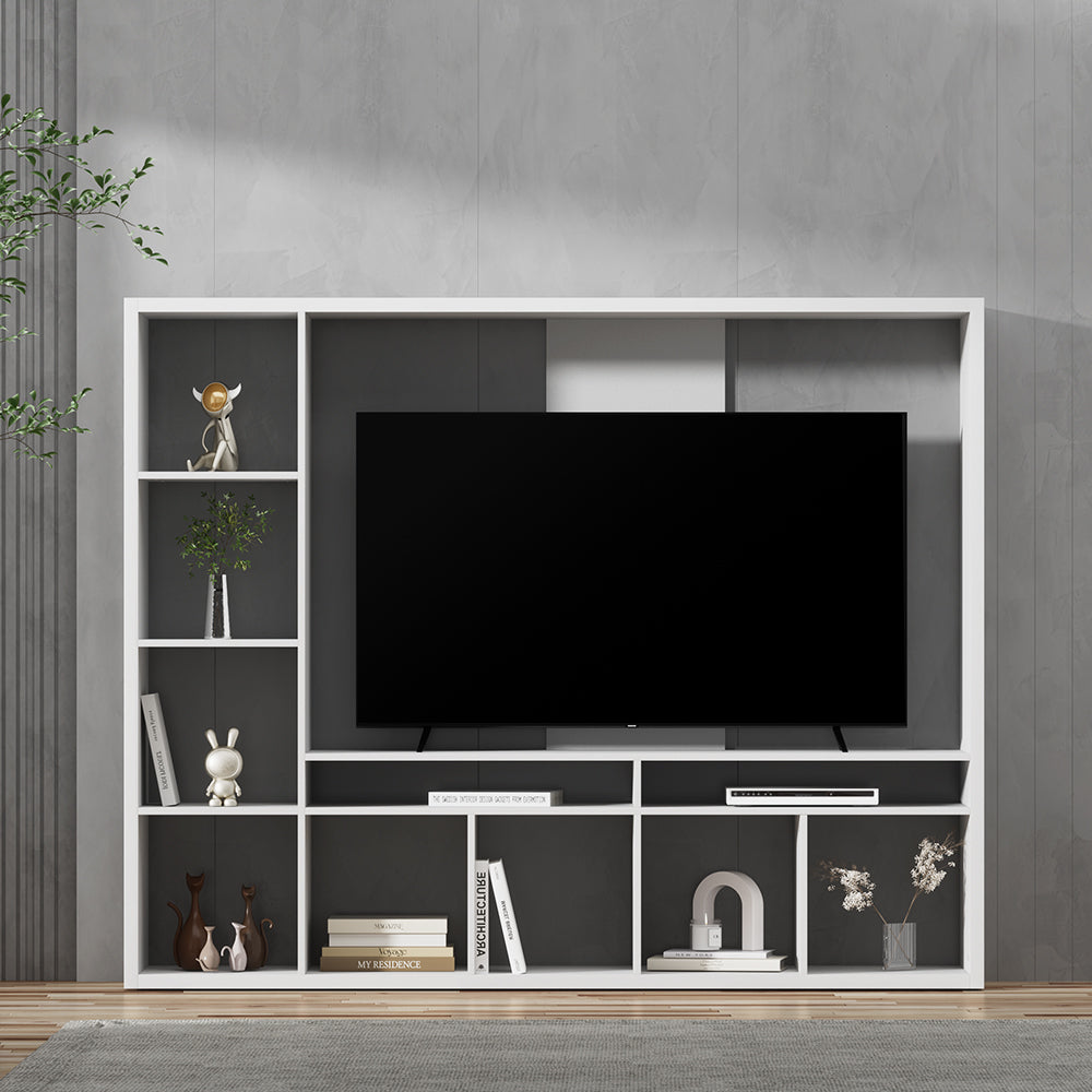 Marlook Entertainment Center Unit TV Stand TV Cabinet Open Shelves 183CM White