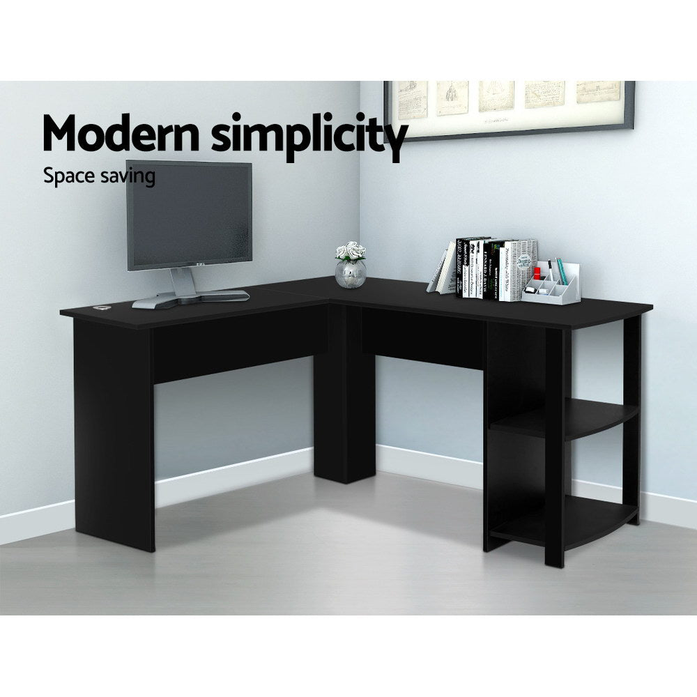 Marlook Computer Desk Shelf L-Shape Black 136CM