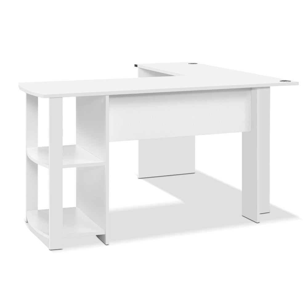 Marlook Computer Desk Shelf L-Shape White 136CM
