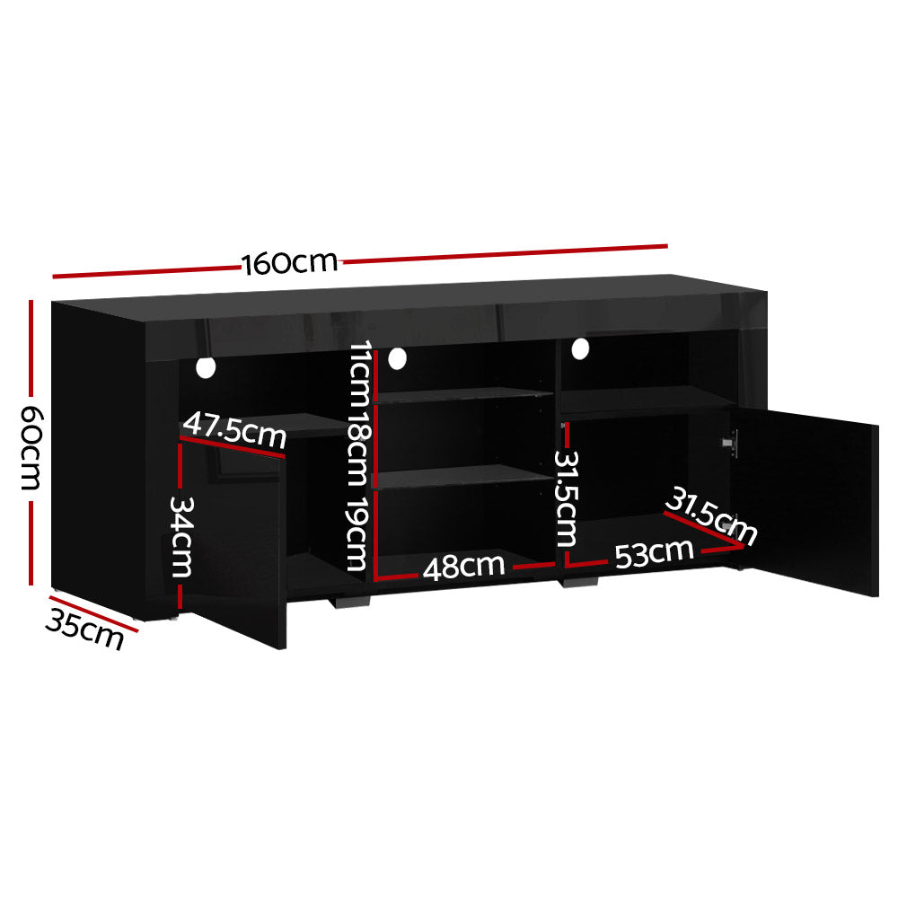 Marlook Entertainment Unit TV Cabinet LED 160cm Black Bobi