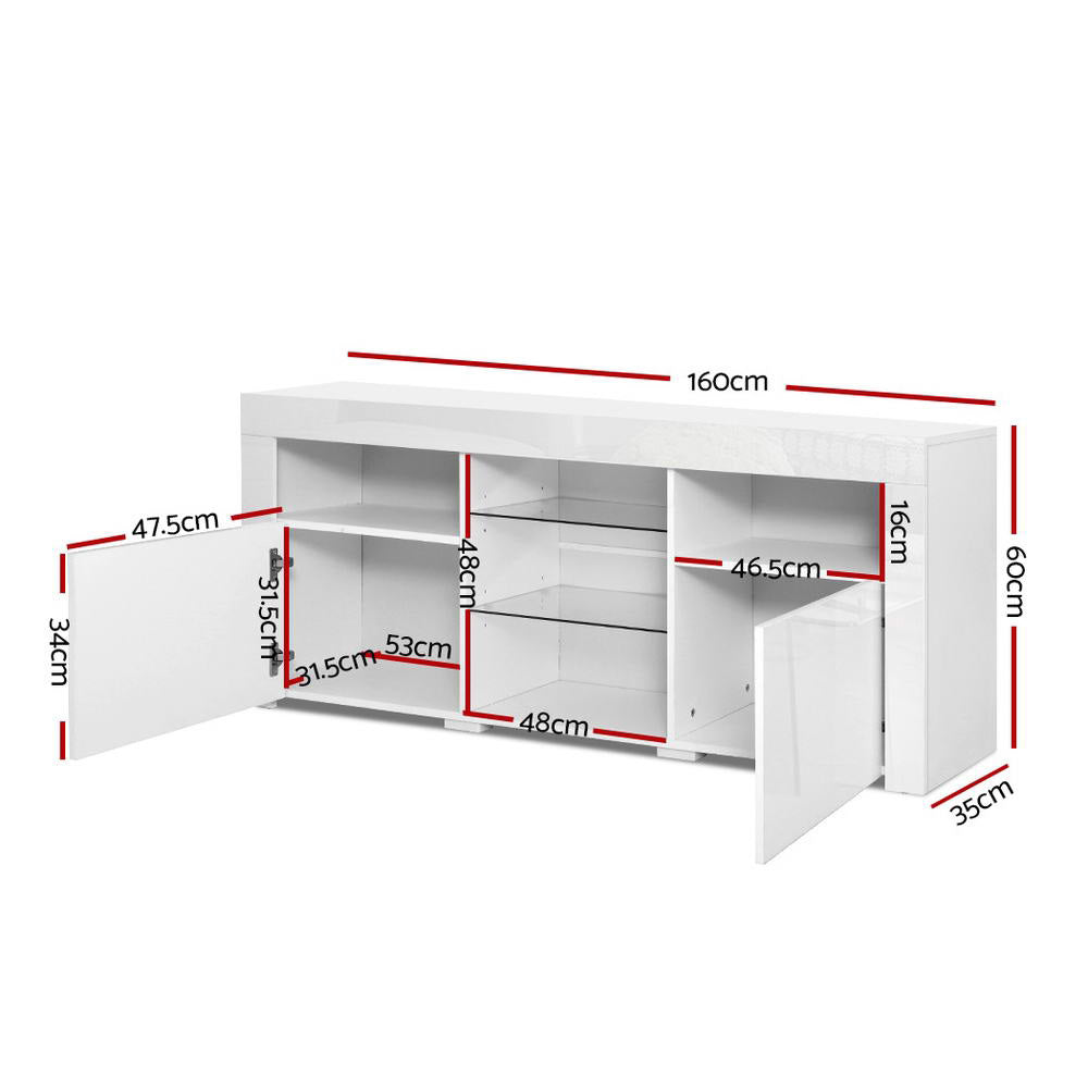 Marlook Entertainment Unit TV Cabinet LED 160cm White Bobi