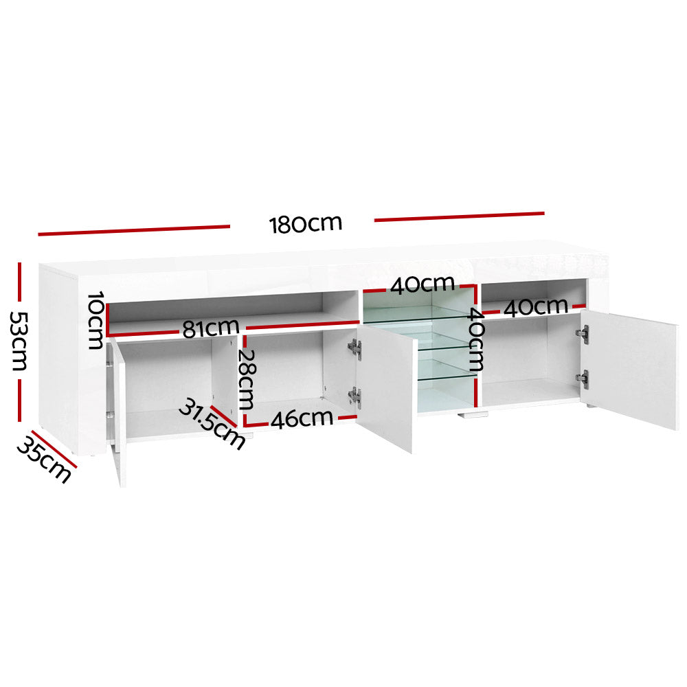 Marlook Entertainment Unit TV Cabinet LED 180cm White Bobi