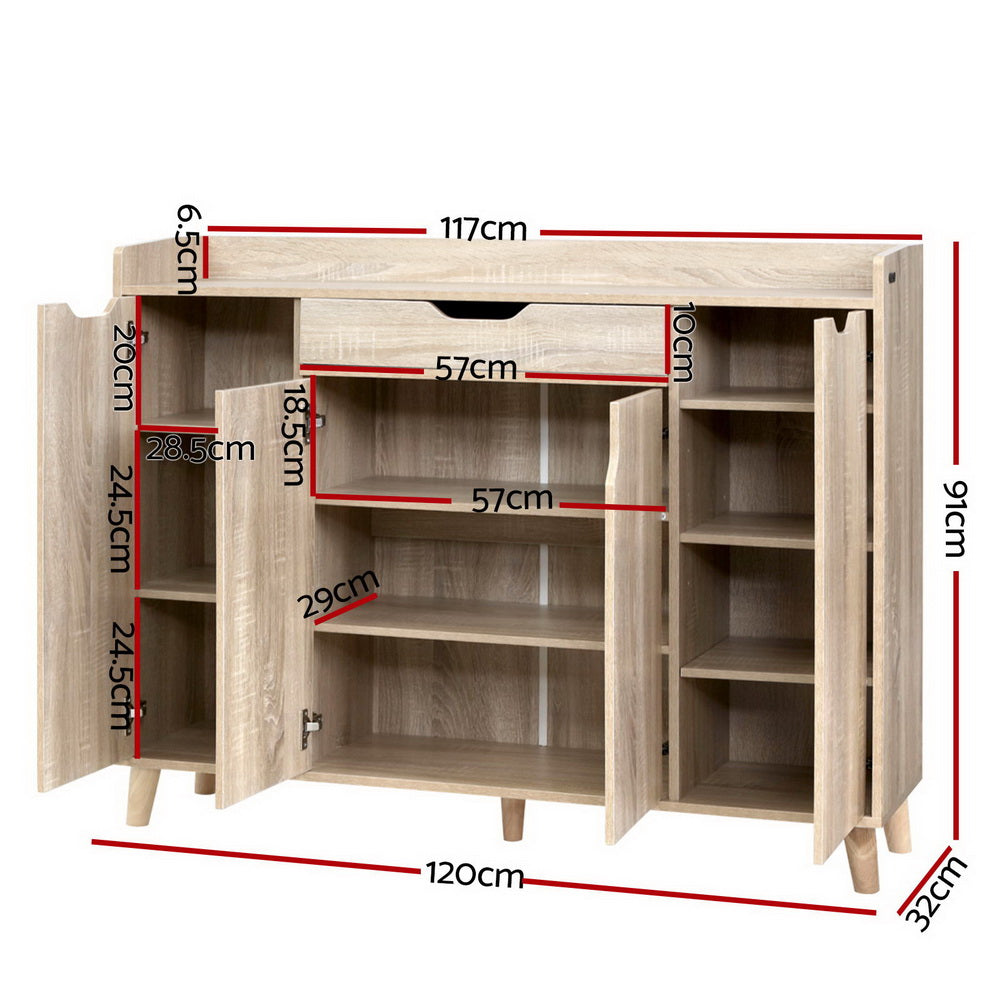 Marlook Shoe Rack Cabinet 26 Pairs Adjustable Pine Cissy