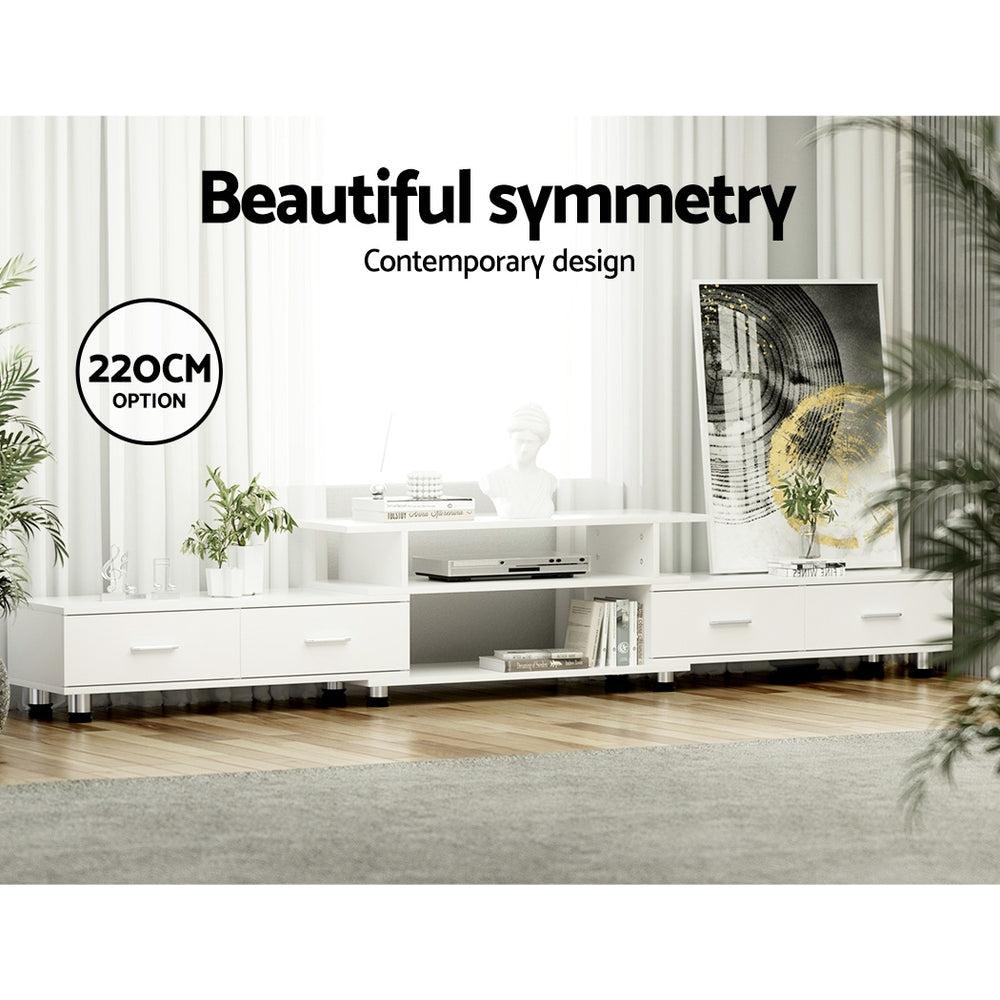 Marlook TV Cabinet Entertainment Unit Extendable 160CM To 220CM White