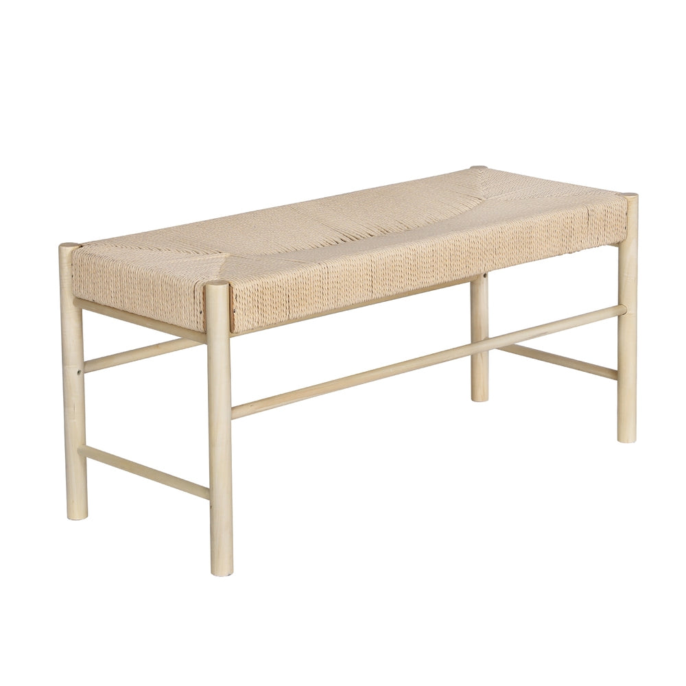 Marlook Dining Bench Paper Rope Seat Wooden Chair 100cm