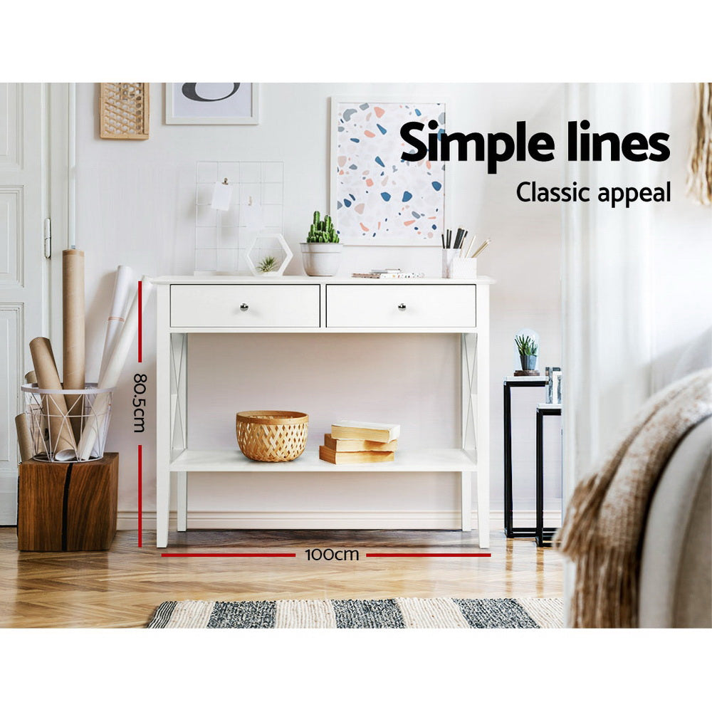 Marlook Console Table 2 Drawers 100CM White Chole