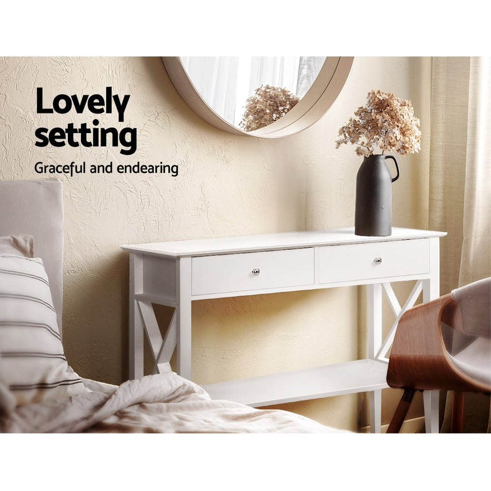 Marlook Console Table 2 Drawers 100CM White Chole
