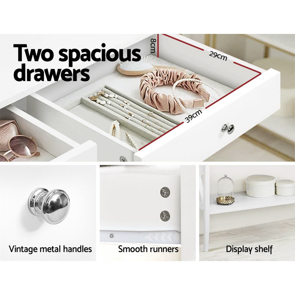 Marlook Console Table 2 Drawers 100CM White Chole