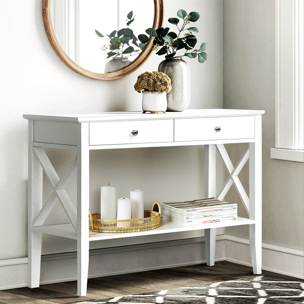 Marlook Console Table 2 Drawers 100CM White Chole